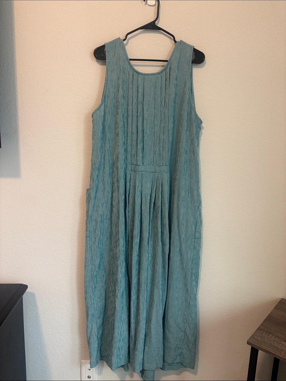 Vintage By Together Teal gingham Button-Front Midi Dress - Picture 4 of 5